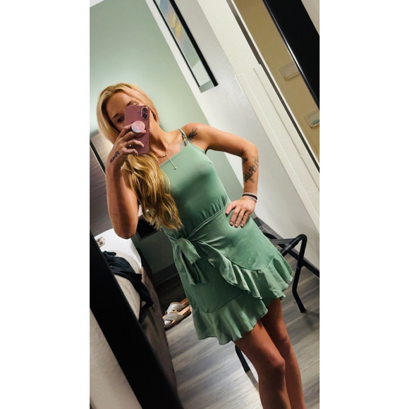 Altar'd State Dresses & Skirts - Altar'd State Green Mini Dress with Ruffle Hem